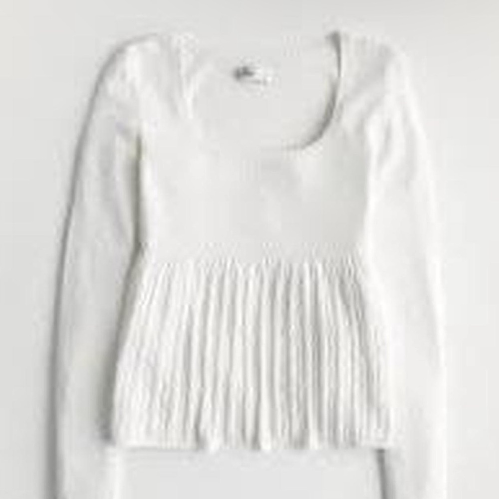 White Long Sleeve Babydoll Top